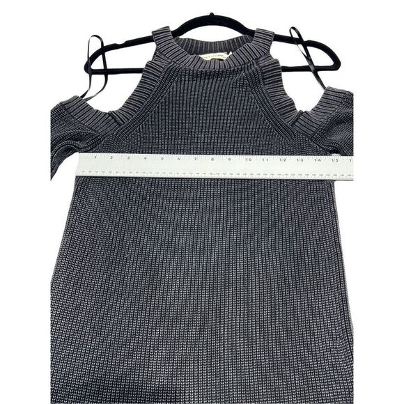 Rag & Bone Jean Womens Ribbed Knit Dana Cold Shoulder Sweater Dress Black Medium - Picture 6 of 7